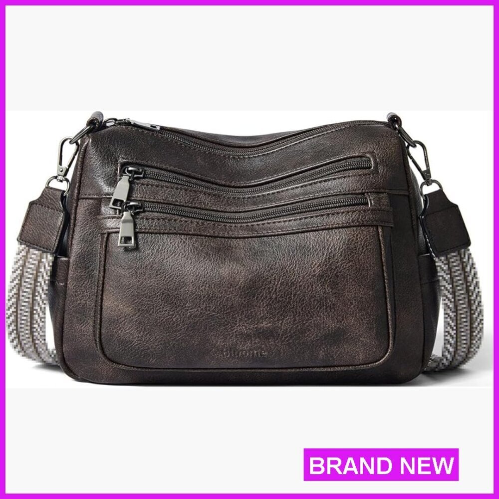 Medium Crossbody Bag Vegan Leather Lightweight Adjustable Strap Everyday